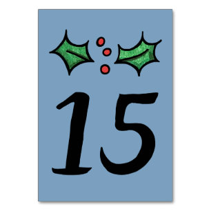 Christmas Holly Wedding Table Number