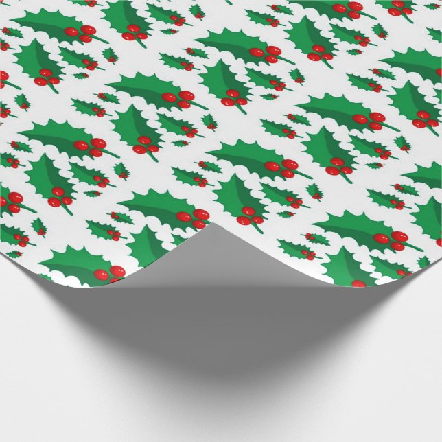 Christmas Holly Wrapping Paper (Corner)