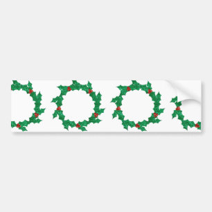 christmas holly wreath bumper sticker