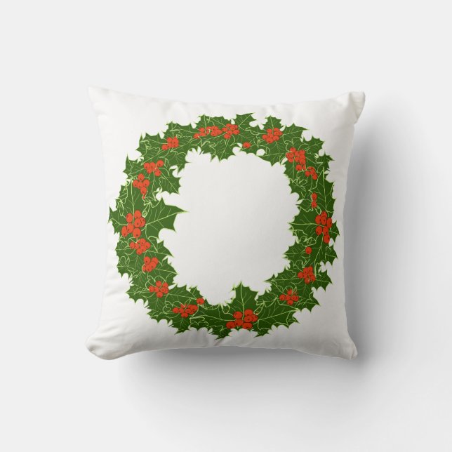 Christmas Holly Wreath   Cushion (Front)