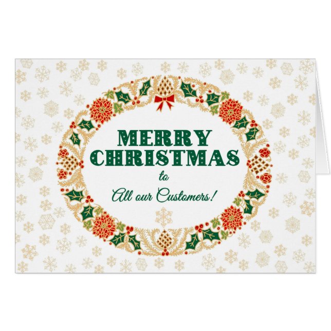 Christmas Holly Wreath, for Customers Snowflakes (Front Horizontal)