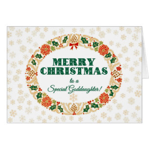 Christmas Holly Wreath, for Goddaughter Snowflakes