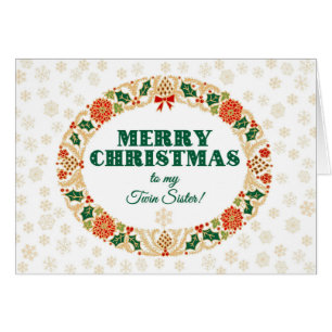 Christmas Holly Wreath, for Twin Sister Snowflakes