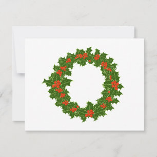 Christmas Holly Wreath Holiday Card