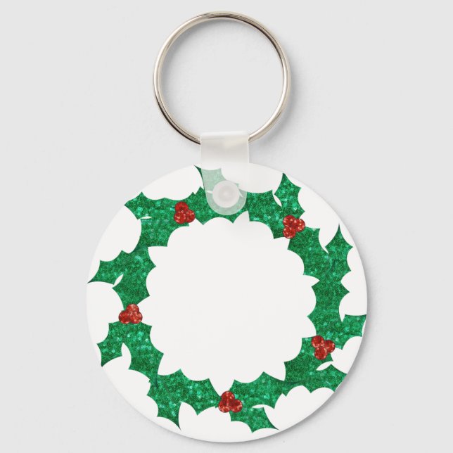christmas holly wreath key ring (Front)