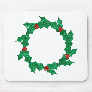 christmas holly wreath mouse pad
