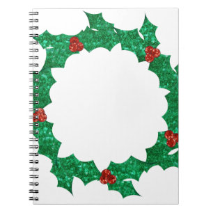 christmas holly wreath notebook