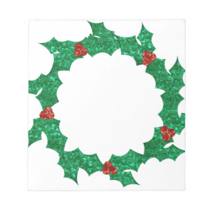 christmas holly wreath notepad