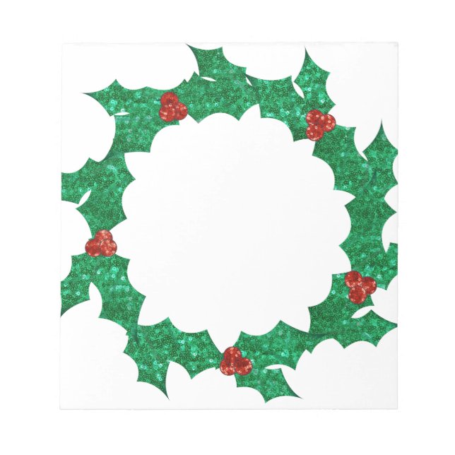 christmas holly wreath notepad (Front)