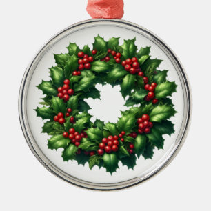 Christmas Holly Wreath Ornament