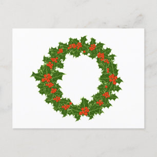 Christmas Holly Wreath Postcard