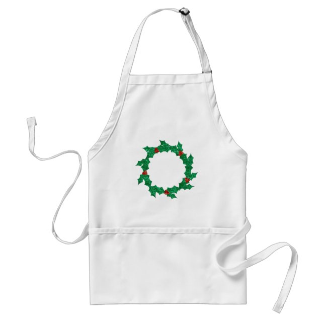 christmas holly wreath standard apron (Front)