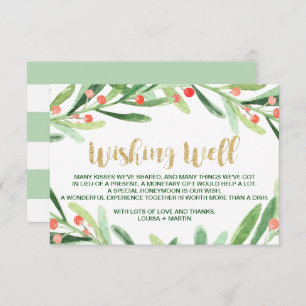 Christmas Holly Wreath Wedding Wishing Well Enclosure Card