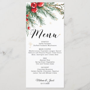 Christmas Holy Berry Wedding Menu Card