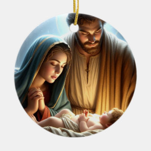 Christmas Holy Family Ceramic Ornament