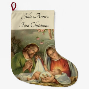 Christmas Holy Family Nativity Jesus Mary Joseph Large Christmas Stocking