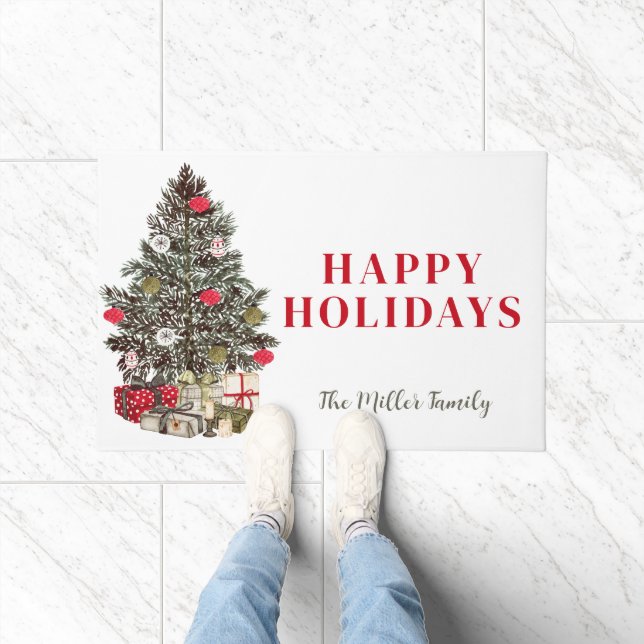 Christmas Home Decor with Name Doormat (Indoor)