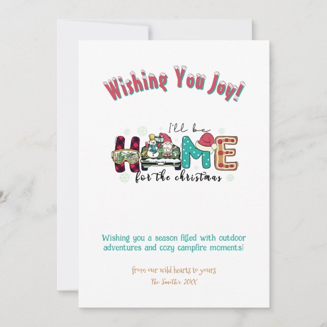 Christmas Home Skiing  Mountain Outdoor Adventure Holiday Card (Front)