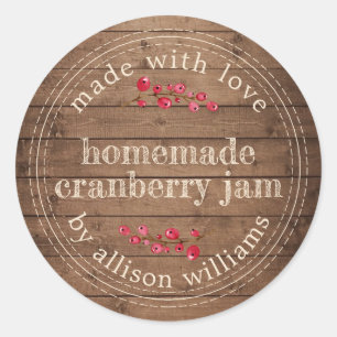 Christmas Homemade Cranberry Jam Canning Barn Wood Classic Round Sticker