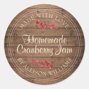 Christmas Homemade Cranberry Jam Canning Barn Wood Classic Round Sticker