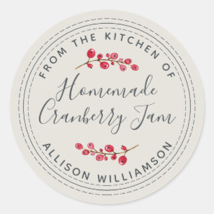 Christmas Homemade Cranberry Jam Canning Grey Classic Round Sticker