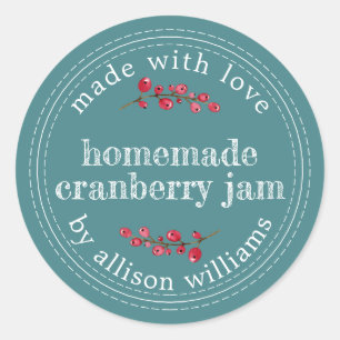 Christmas Homemade Cranberry Jam Canning Teal Classic Round Sticker