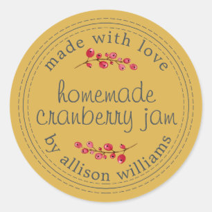 Christmas Homemade Cranberry Jam Canning Yellow Classic Round Sticker