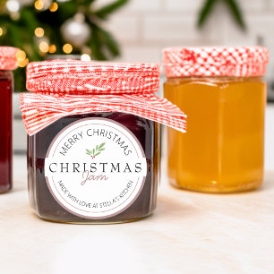 Christmas Homemade Jam Greenery Classic Round Sticker
