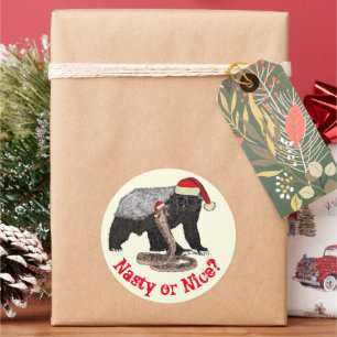 Christmas Honey Badger Snake Funny Santa Quote  Classic Round Sticker