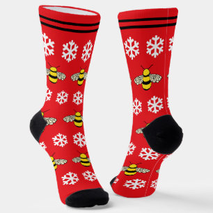 Christmas Honey Bees and Snowflakes Cute Festive Socks