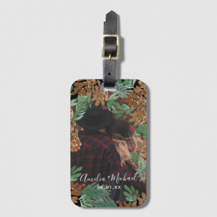 Christmas Honeymoon Hand Watercolor Pinecones Luggage Tag