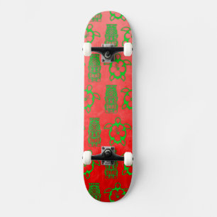 Christmas Honu And Tiki Skateboard