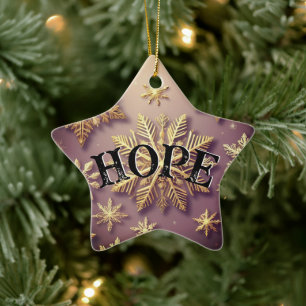 Christmas Hope Golden Snowflake Ceramic Ornament