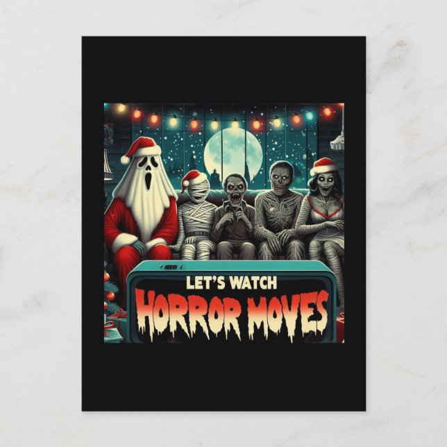 Christmas Horror Movies Santa Ghost Postcard (Front)