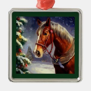 Christmas Horse 1 Metal Ornament
