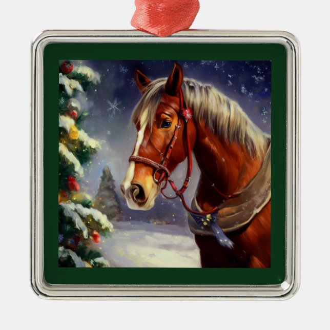 Christmas Horse 1 Metal Ornament (Front)