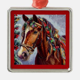 Christmas Horse 2 Metal Ornament