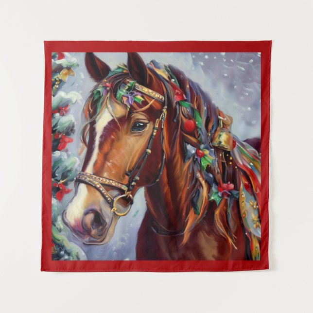 Christmas Horse 2 Tapestry (Front)