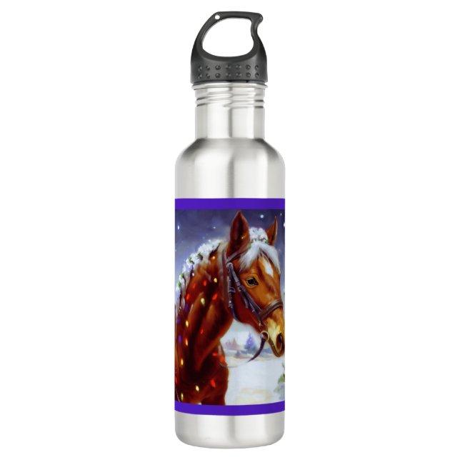 Christmas Horse 3 710 Ml Water Bottle (Front)