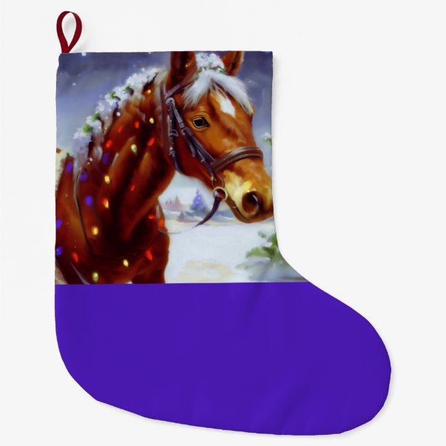 Christmas Horse 3 Large Christmas Stocking (Front)