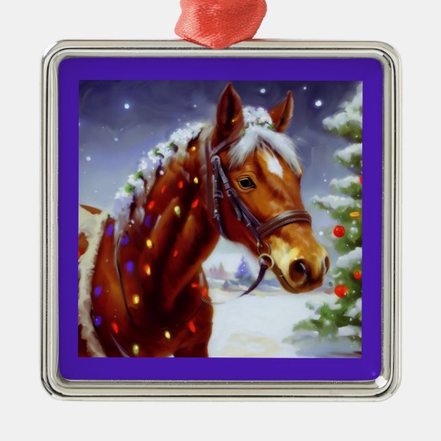 Christmas Horse 3 Metal Ornament (Front)