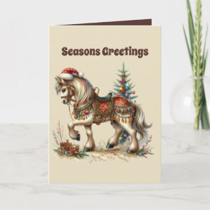 Christmas horse add message Happy  Holiday Card