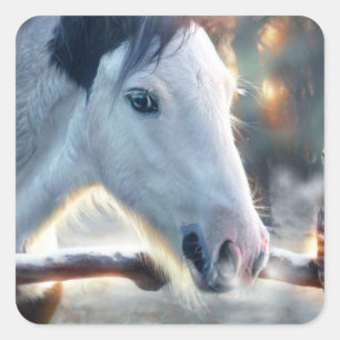 Christmas Horse and Beautful Owl Square Sticker