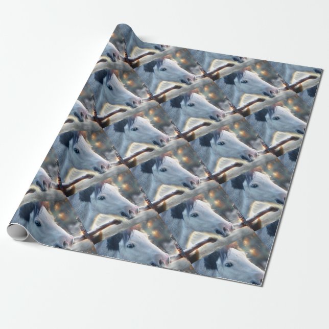 Christmas Horse and Beautful Owl Wrapping Paper (Unrolled)