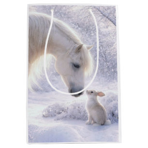 Christmas Horse and Bunny Holiday Gift Medium Gift Bag