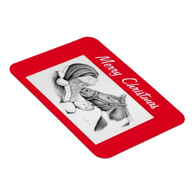 Christmas Horse and Santa Claus Magnet (Right Side)