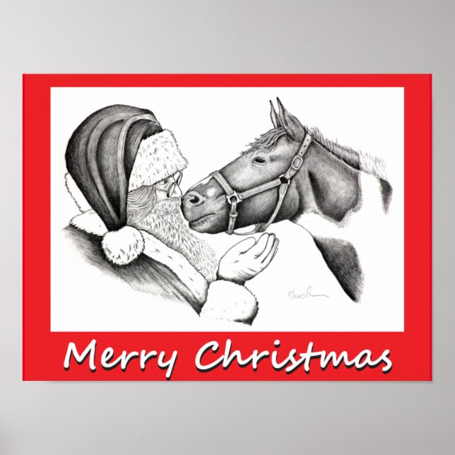 Christmas Horse and Santa Claus Poster (Front)