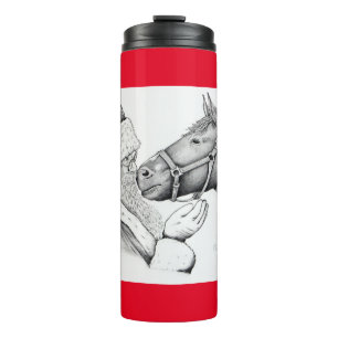 Christmas Horse and Santa Claus Thermal Tumbler