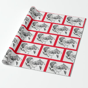 Christmas Horse and Santa Claus Wrapping Paper