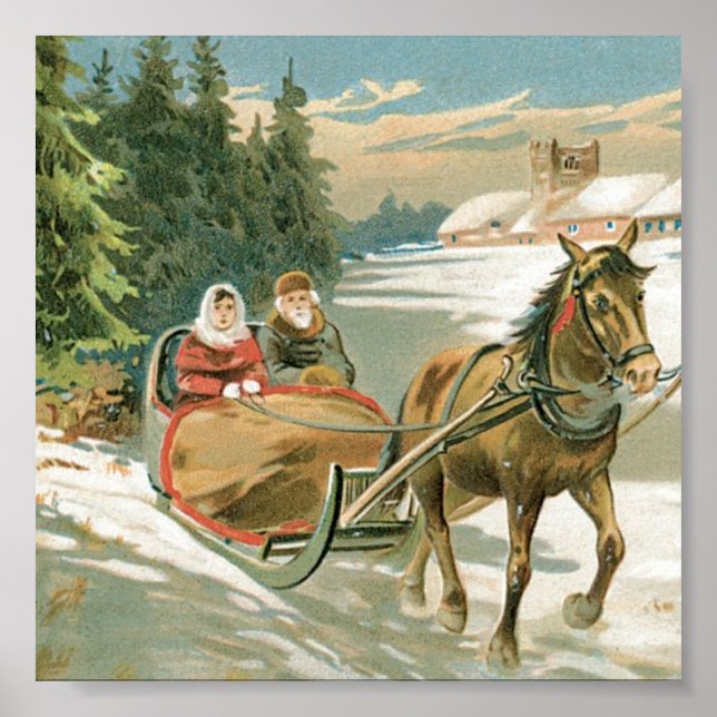 Christmas Horse and Sleigh Poster (Front)